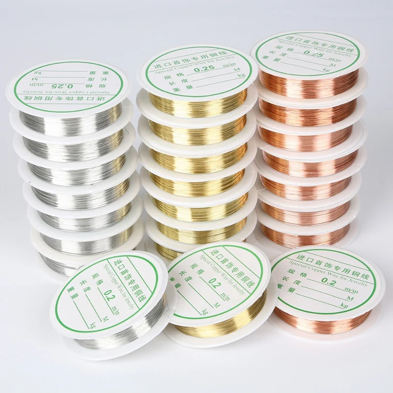 

0.2-1mm Silver/Gold/Rose Gold Copper Wire for Bracelet Necklace Jewelry Accessories Colorfast Beading Wire DIY Craft Making