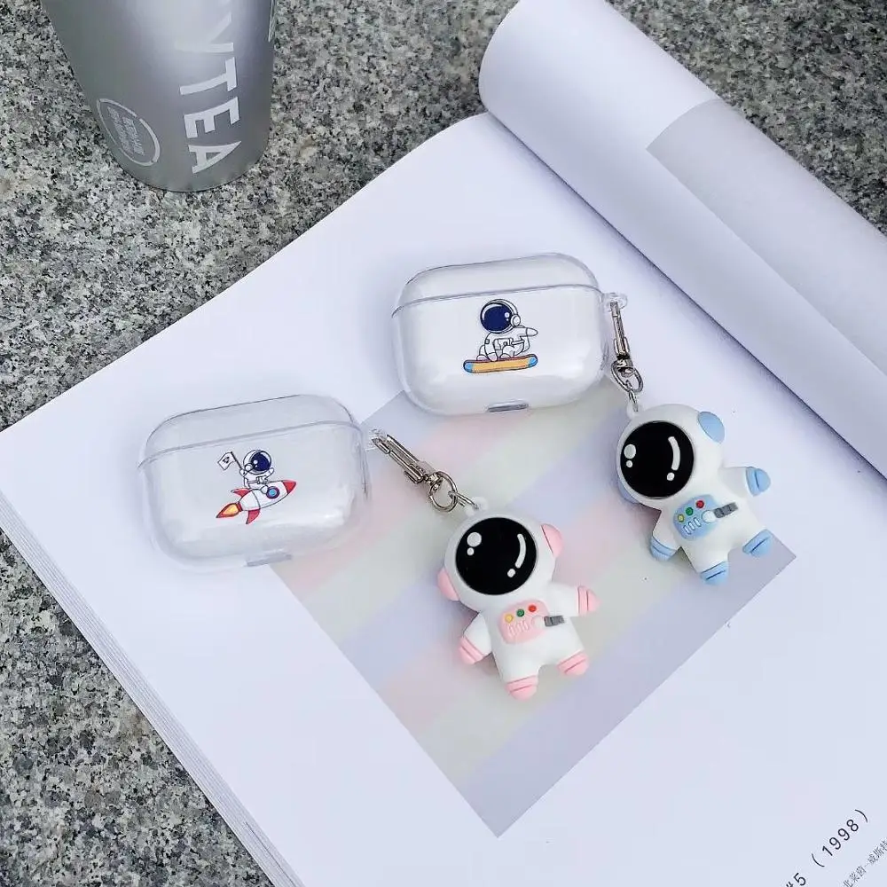 

Space astronaut 3D Keychain Couple Cute Earphone Case For Airpods pro 3 soft Wireless Bluetoyoth For Airpods 2 protection cover