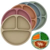 Посуда детская силиконовая круглая, без бисфенола А, с изображением улыбающегося лица