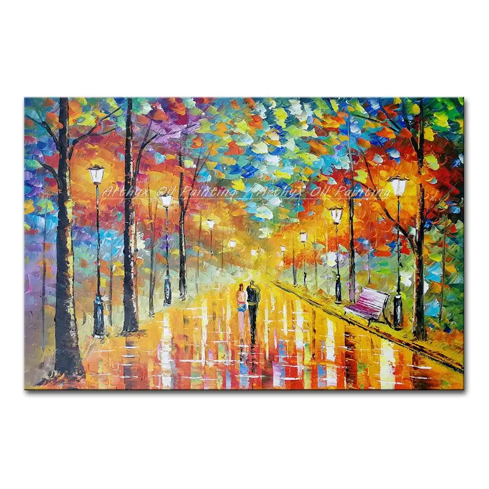 

Arthyx Hand Painted Thick Landscape Oil Painting On Canvas Handmade Modern Abstract Art Wall Pictures For Living Room Home Decor