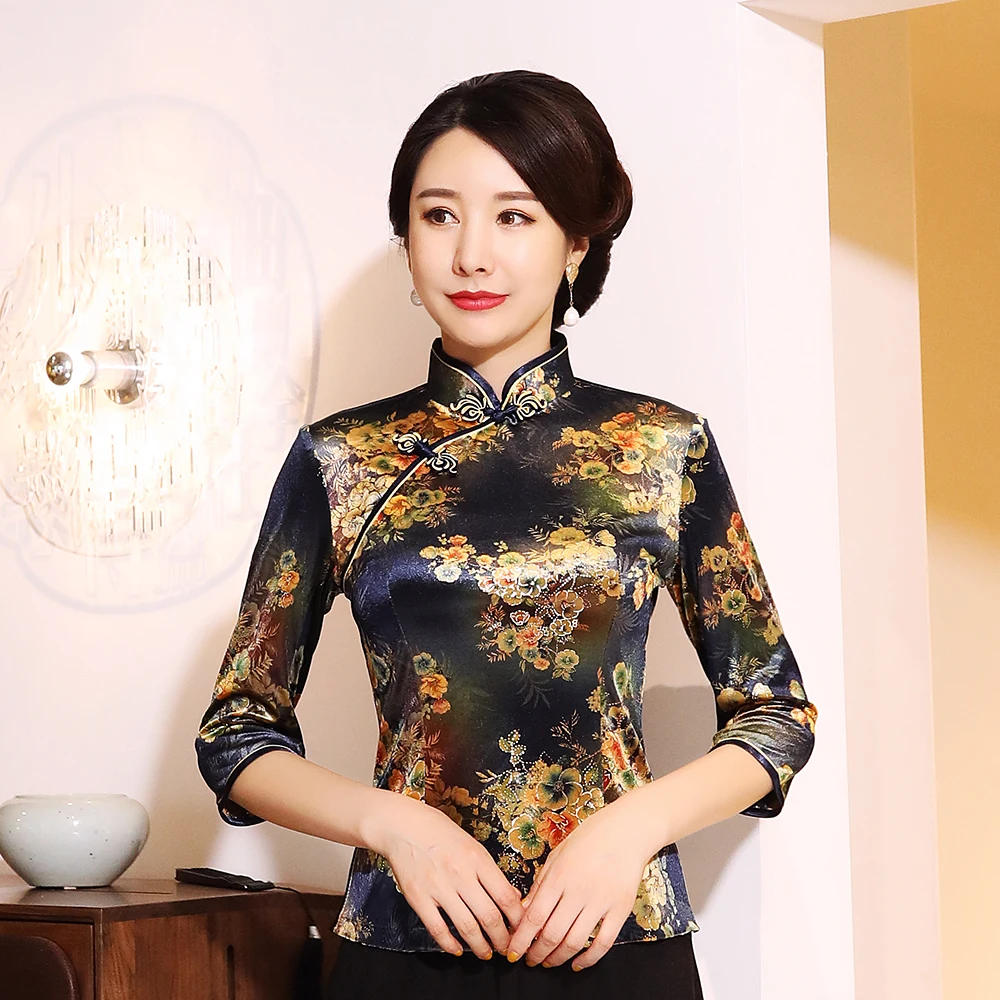 Plus Size 5XL Retro Lady Tops Chinese Traditional Female Tang Coat Asian Mandarin Collar Blouse Elegant Clothes Classic Shirt |