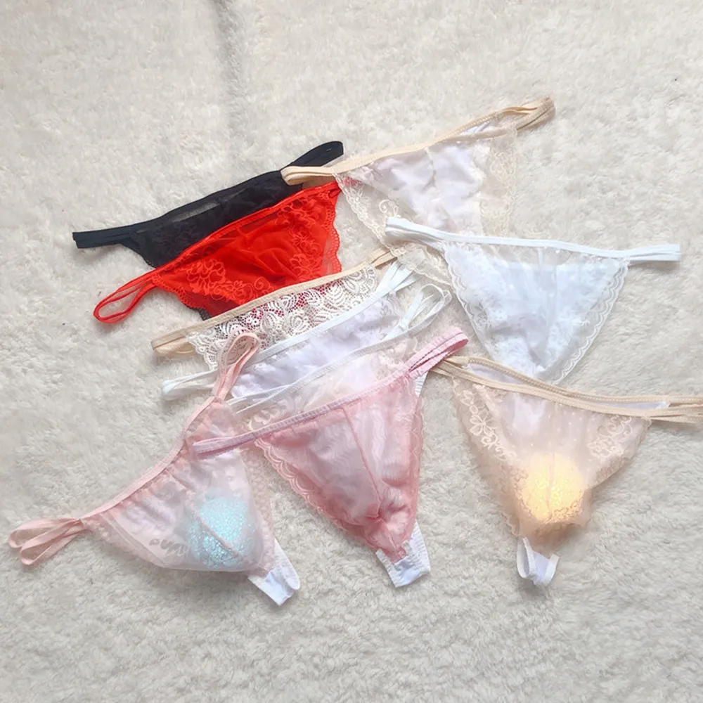 

Men Sexy Briefs Sexy See Through Underpants Lace Sheer Sissy Pouch Panties G String Bikini Thongs Underwear Fashion Shorts Pant