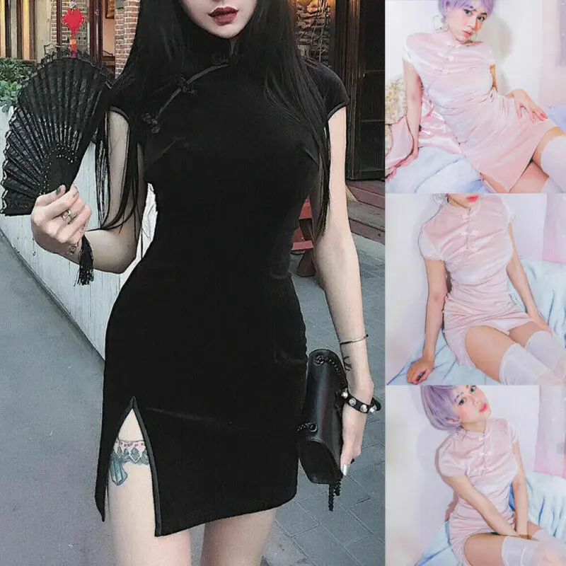 Элегантное китайское женское вечернее сексуальное мини платье винтажное