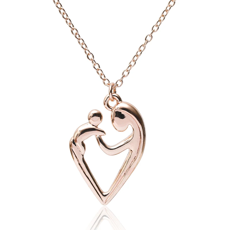 Rose Gold Color Pendant Necklace Parent-Child Mother's Day Theme Alloy Jewelry Adornment Heart-Shaped Mother's Love Necklace