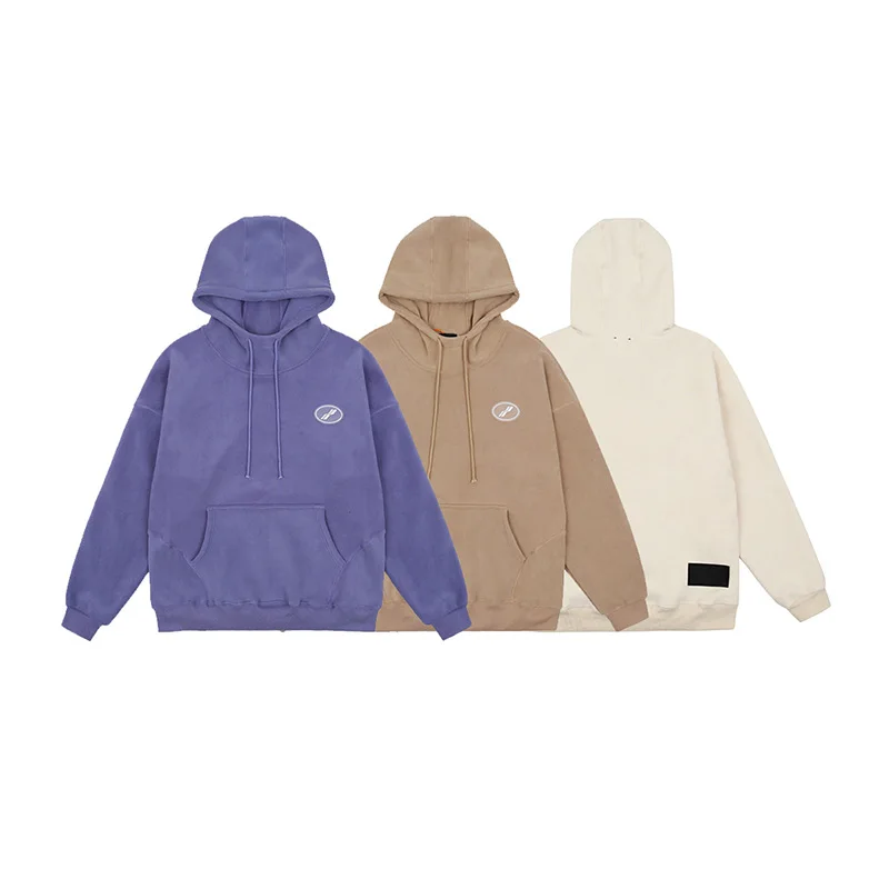 

Welldone trendy Hoodie double side Fleece Scarf Collar Street letter print Hoodie