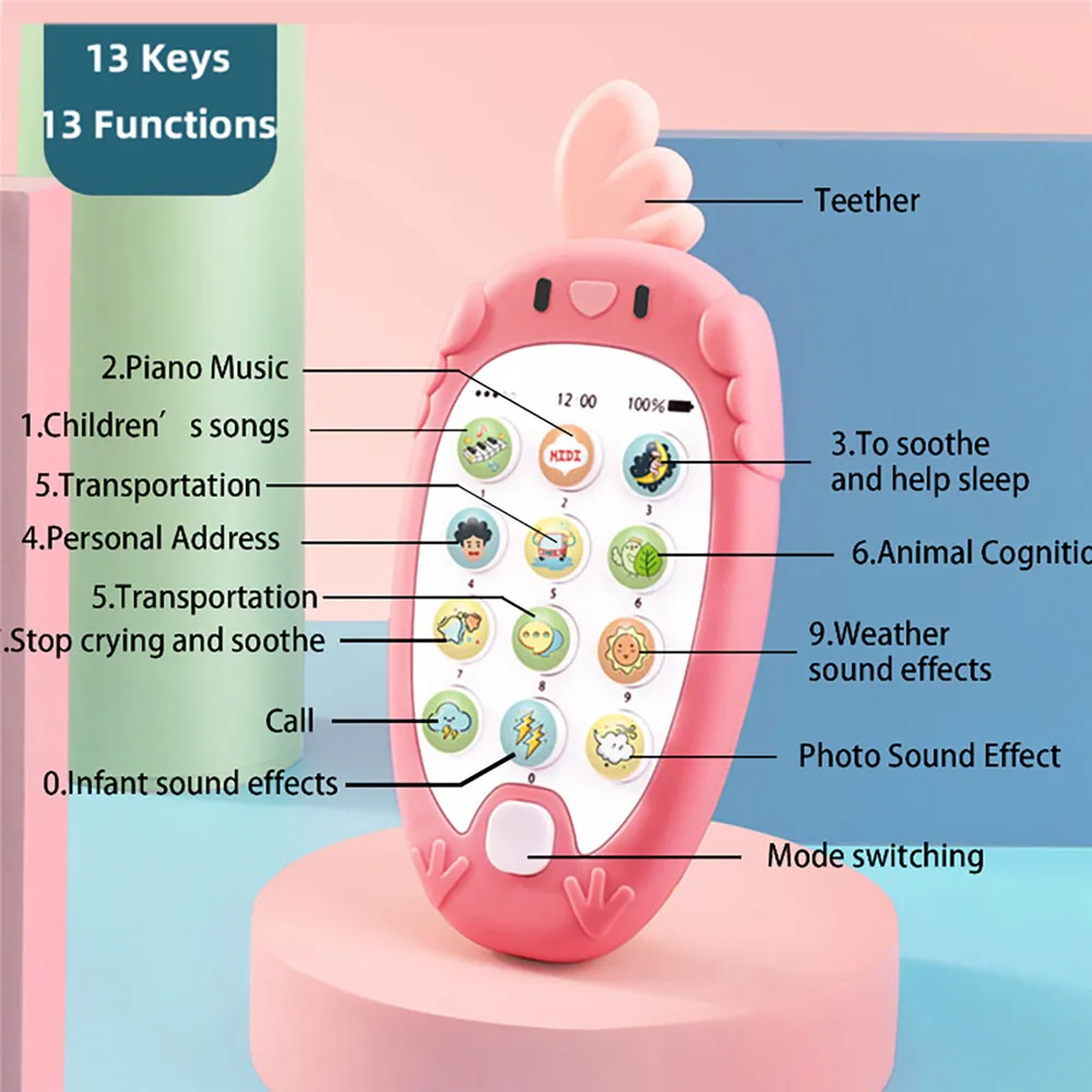 Детский телефон игрушка музыкальная звуковая машина для детей Раннее Обучение