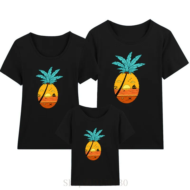 Платье для мамы и дочки с принтом ананаса лето закат Калифорния детская одежда