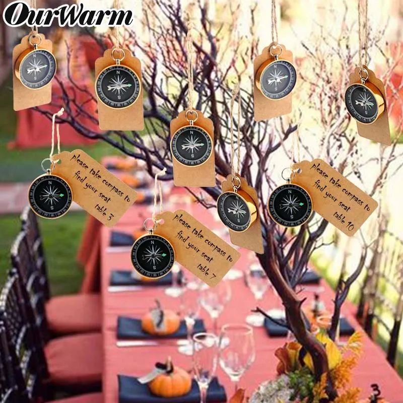 Свадебные сувениры OurWarm 10 шт. для годовщины Золотой компас с бирками ярлыки | Дом и