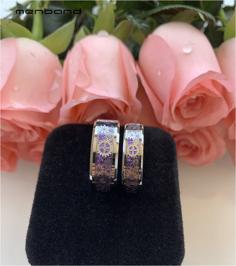 Милая пара кольцо Вольфрам обручальное Шестерни с механическими кнопками колеса