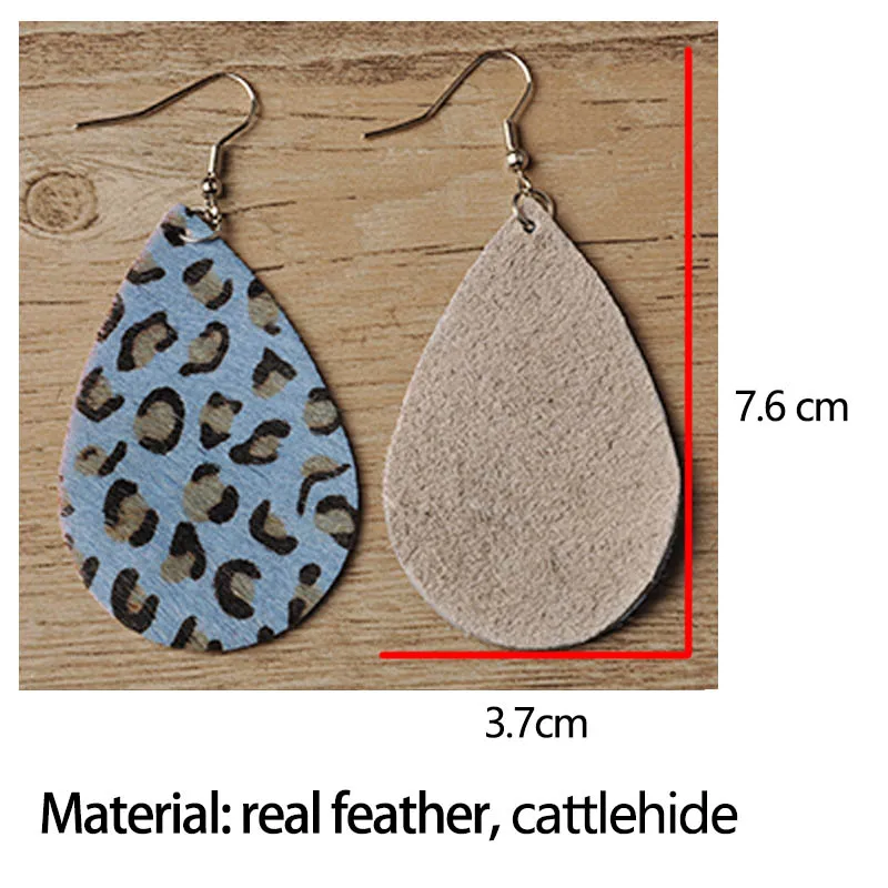 Cpop кожаные серьги для женщин Разноцветные с леопардовым пером большие длинные