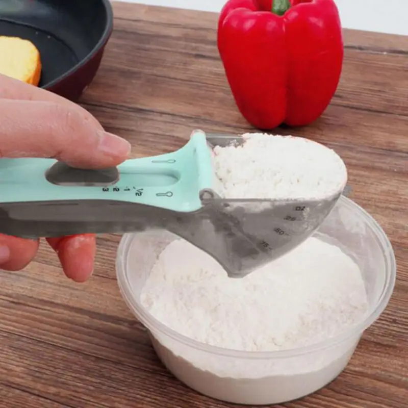 

Adjustable Measuring Spoons and Cups with Magnetic Snaps Scale Measuring Scoop X7JE