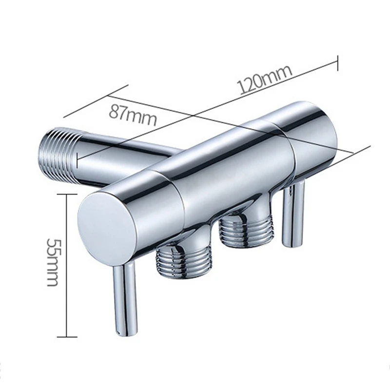 Угловой хромированный настенный клапан для раковины G1/2 двойной выходной адаптер