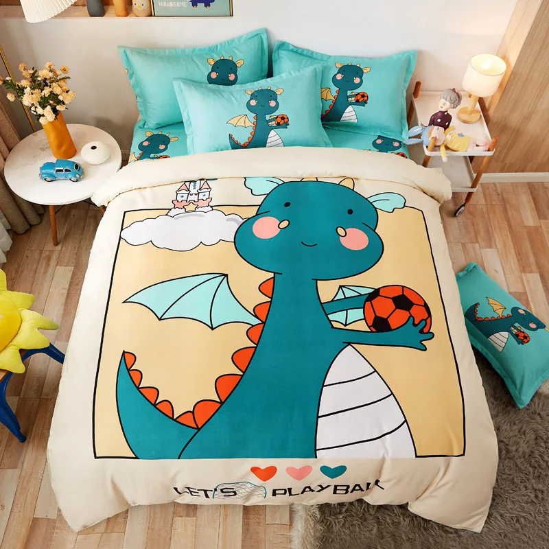 

Cartoon Dinosaur Pattern Pure Cotton 4PCS Cotton Duvet Cover Set Bedding Set Duvetcover&2pcs Pillowcase&1sheet Cartoon