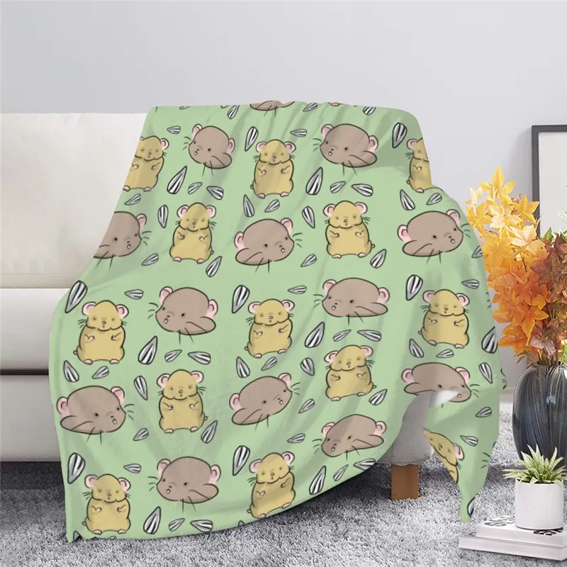 

Upetstory Cartoon Blankets Cute Hamster Animal Printed Soft Warm Coral Fleece Blanket for Kids Adult Portable Throw Blankets