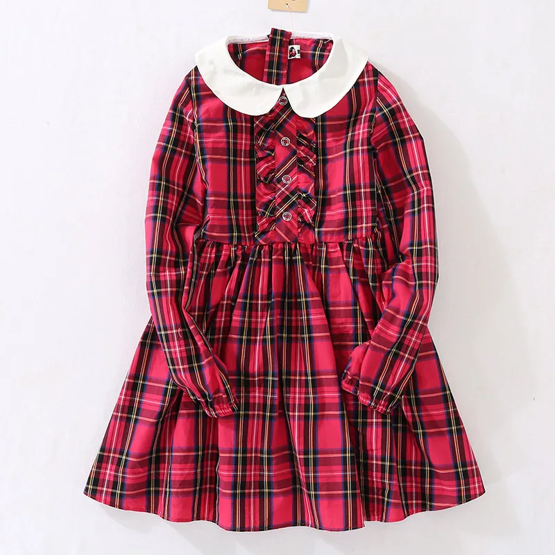 

Girls Dress Autumn New Children Plaid Doll Collar Long-Sleeved Elegant Princess Dress Pretty Girl Dress Party Girls outfits