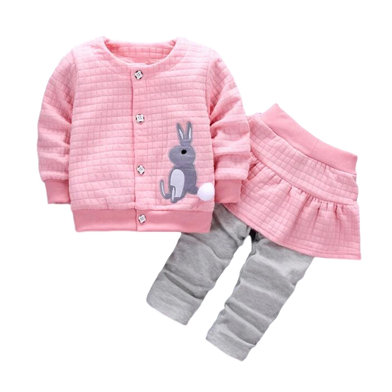 2020 комплект одежды для девочек милый детский костюм с кроликом на пуговицах топ
