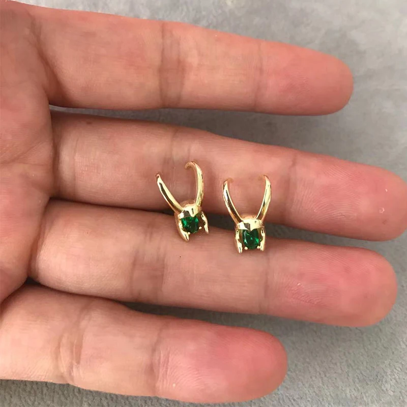 

925 Sterling Silver Thor Loki Helmet Scepter Wand Earring S925 Charm Jewelry For Women Men Ear Rings Earstuds Cosplay Accessory
