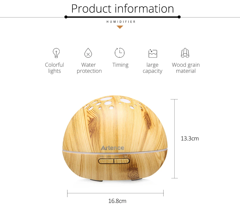 

7-color LED Light Ultrasonic Humidifier Aroma Essential Oil Diffuser Suitable for Home Office Humidifier Can Be Timed 300ML
