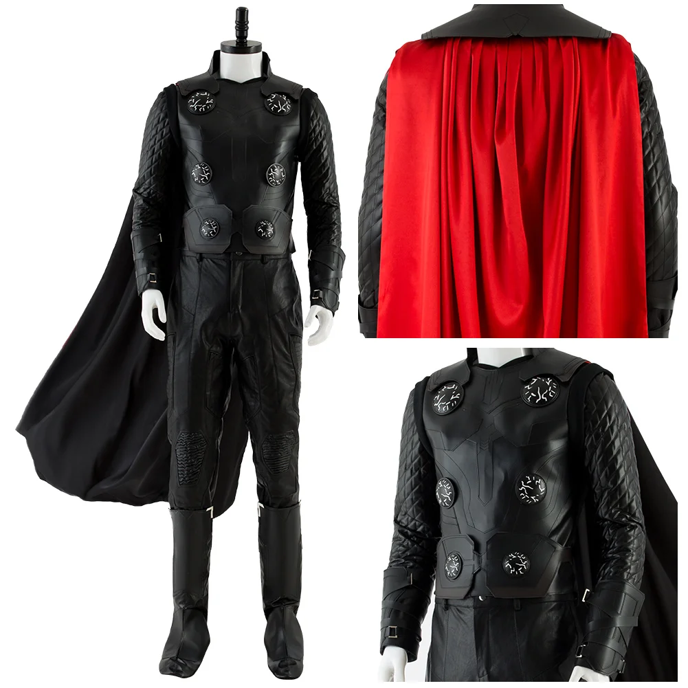 

Thor Cosplay Costume Black Red Cloak Uniform Outfits Halloween Carnival Suit