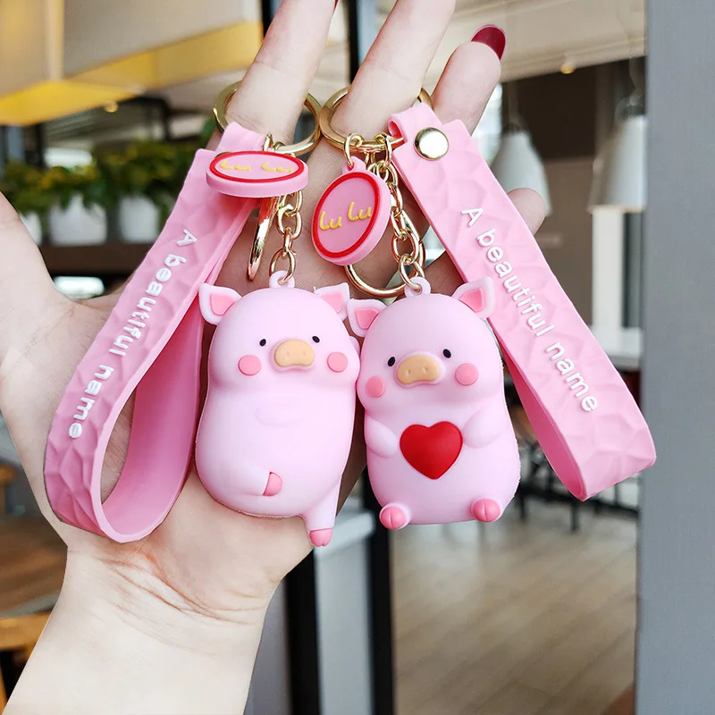 

Cute Pink Little Pig Keychain Cartoon Doll Funny Dancing Pigs Keyring Bag Car Ornaments Pendant Children Girl Jewelry Gifts
