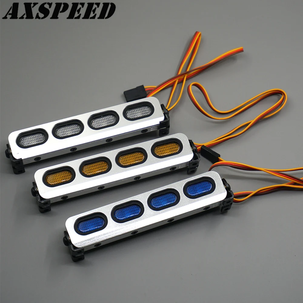 

AXSPEED LED Light Bar Roof Lamp 4.8-6V CH3 Control 5 Modes 105*20*24mm for 1/10 Axial SCX10 CC01 TRX-4 D90 RC Rock Crawler Car