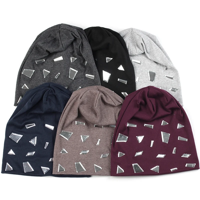 2020 New Women Casual Fashion Mirror Accessories Hats Spring Soft Ladies Beanies hat Winter Baggy Gorro cap | Аксессуары для
