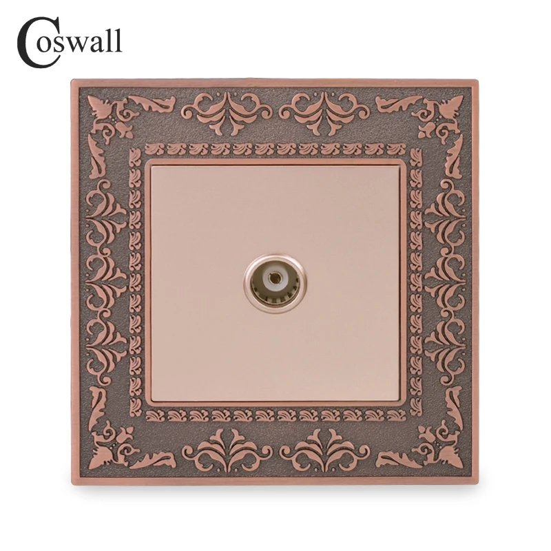 Coswall Embossing Retro Zinc Alloy Panel Wall Socket 1 Gang 