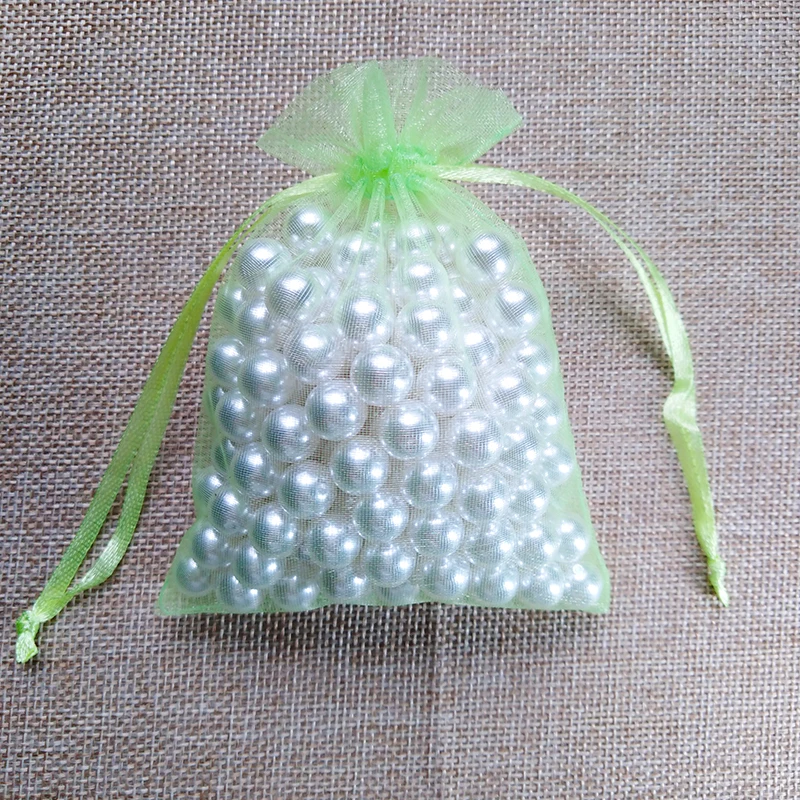 light green 50 шт./лот, 5x7x9, 9x12, 10x15 см, сумки из органзы для упаковки ювелирных изделий, сумки для украшения свадебной вечеринки, сумки для подарков, 24 цвета - Цвет: light green