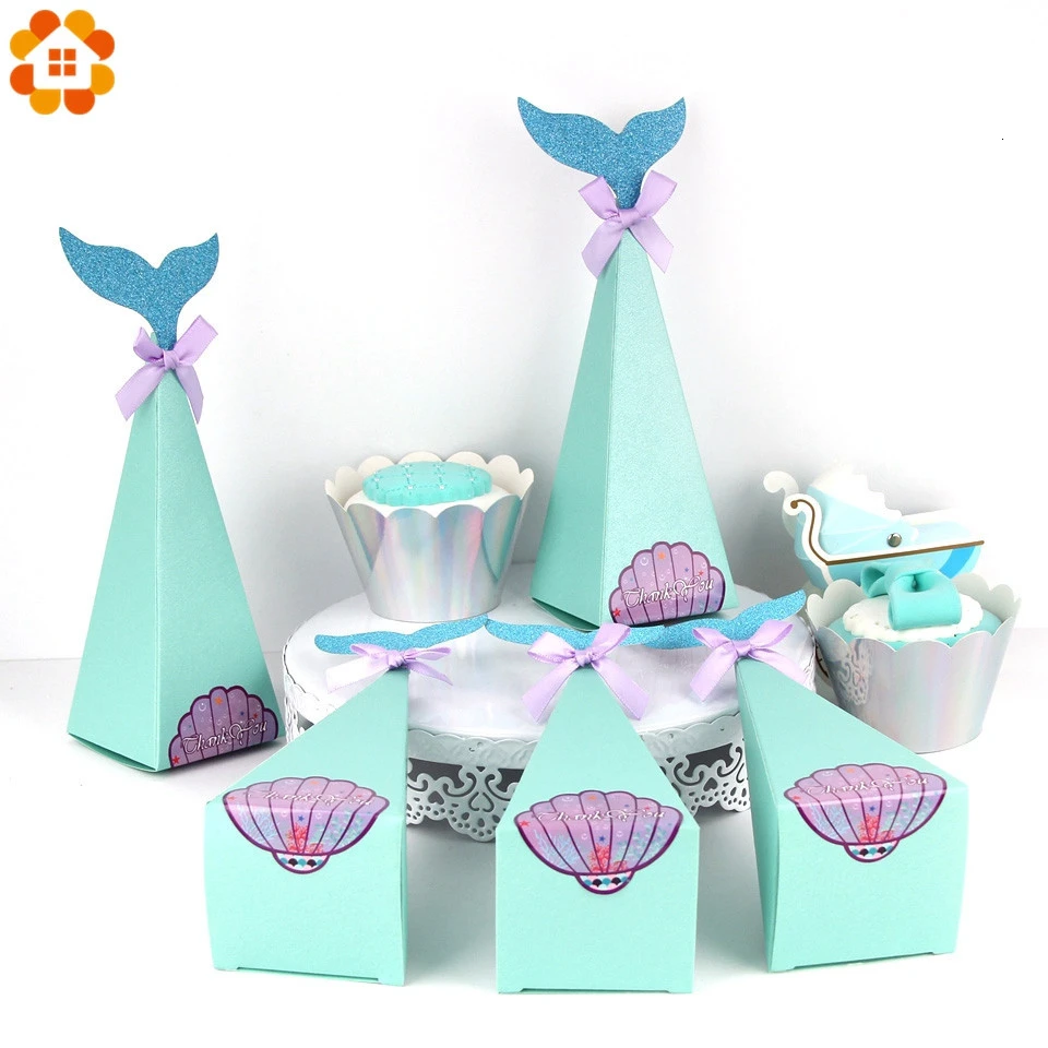 Подарочные коробки с хвостом Русалочки красивая бумага 10 шт. коробка для конфет