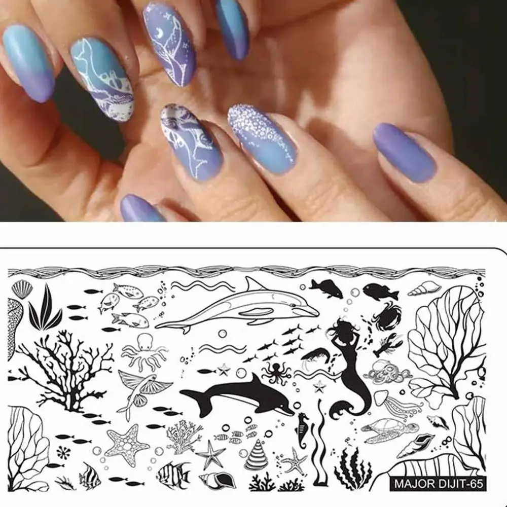 Пламя Дельфин серии ногтей печать шаблон Уникальный и красивый привлекает