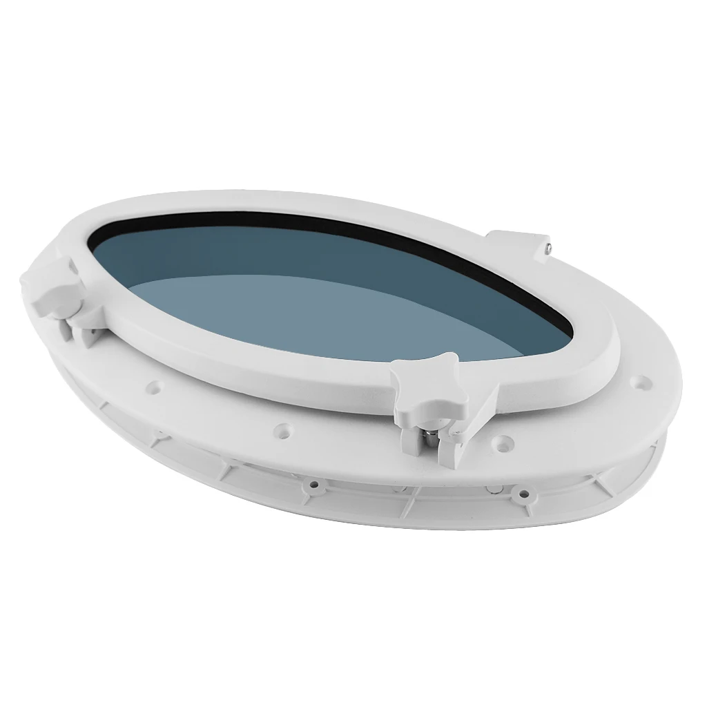 

400x200mm ( 15 X 8 inch) Boat Oval Porthole Window with White ABS Plastic Trim Port Hole & Tempered Glass