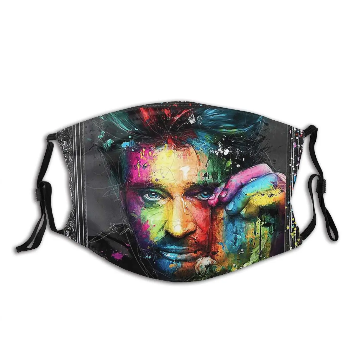 

JOHNNY HALLYDAY Rock Non Disposable Printed Mouth Face Mask with filters Anti Wind Dustproof Protection Cover Muffle for Adult