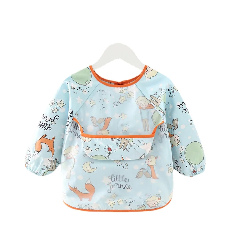 

Baby Dibs Cute Color Cartoon Dibs Waterproof Baby Eating Children's Long-Sleeved Aprons Baby Self-feeding Dibs
