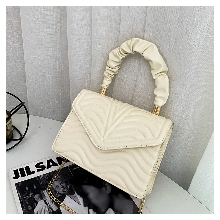 

Retro Fashion Handbag 2021 New Embroidered Chain Shoulder Messenger Bag Solid Color Small Square Bag Crossbody Bags for Women