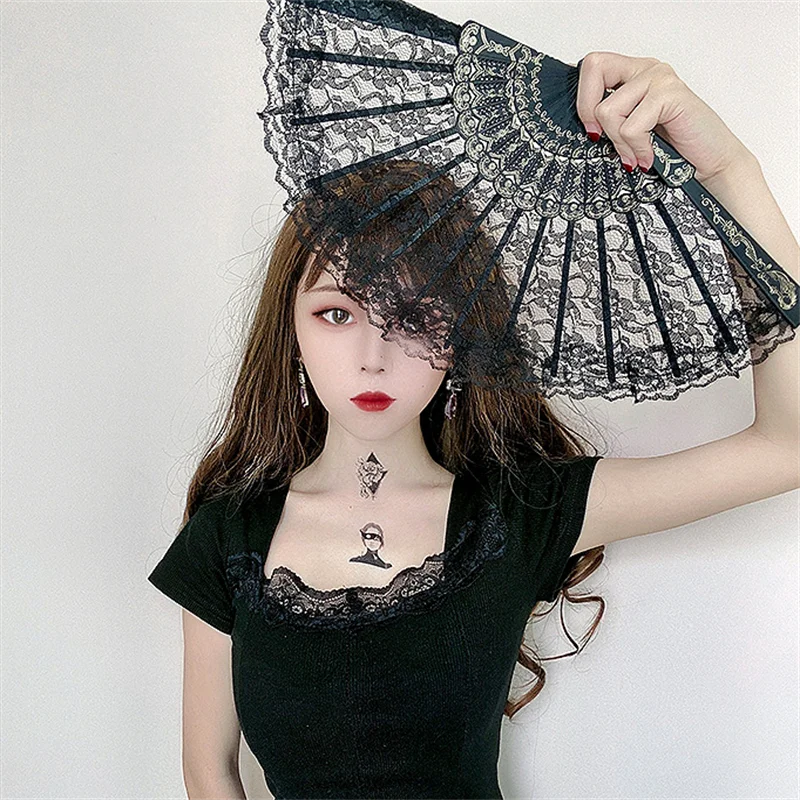 Винтажный складной кружевной веер китайские украшения ручная работа для