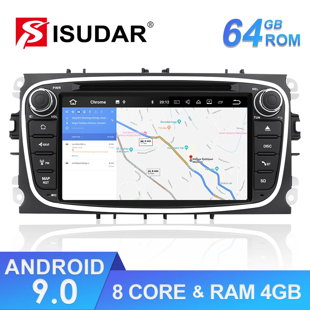 Isudar Автомобильный мультимедийный плеер Android 9 gps Авторадио 2 Din для FORD/Focus/Mondeo/S-MAX/C-MAX/Galaxy ram 4 Гб 32 Гб компактное минирадио DVR
