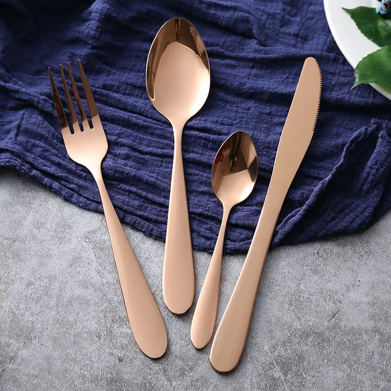 Розовое золото подставка для ножей и вилок из нержавеющей стали ложка Western