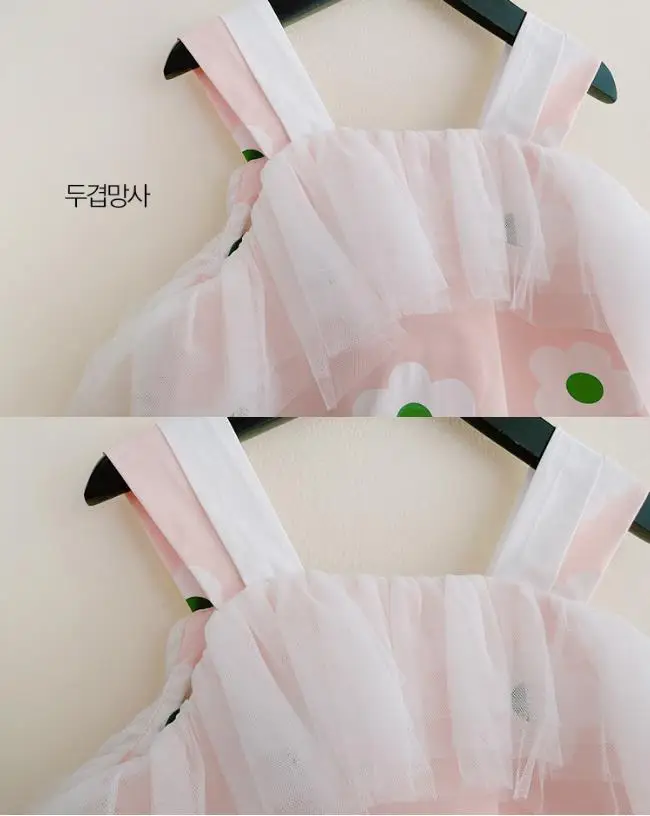 

Girl sling dress spring summer new mesh patchwork print dress children sleeveless dress kids clothing 1-40Y wz52 wholesale