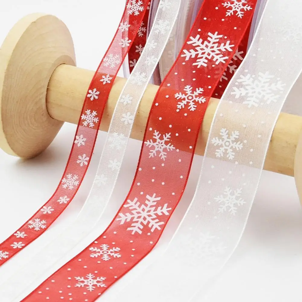 

10m Transparent Snowflake Ribbon For Wedding And Christmas Decoration White Snowflake Sheer Ribbon Trim DIY Craft