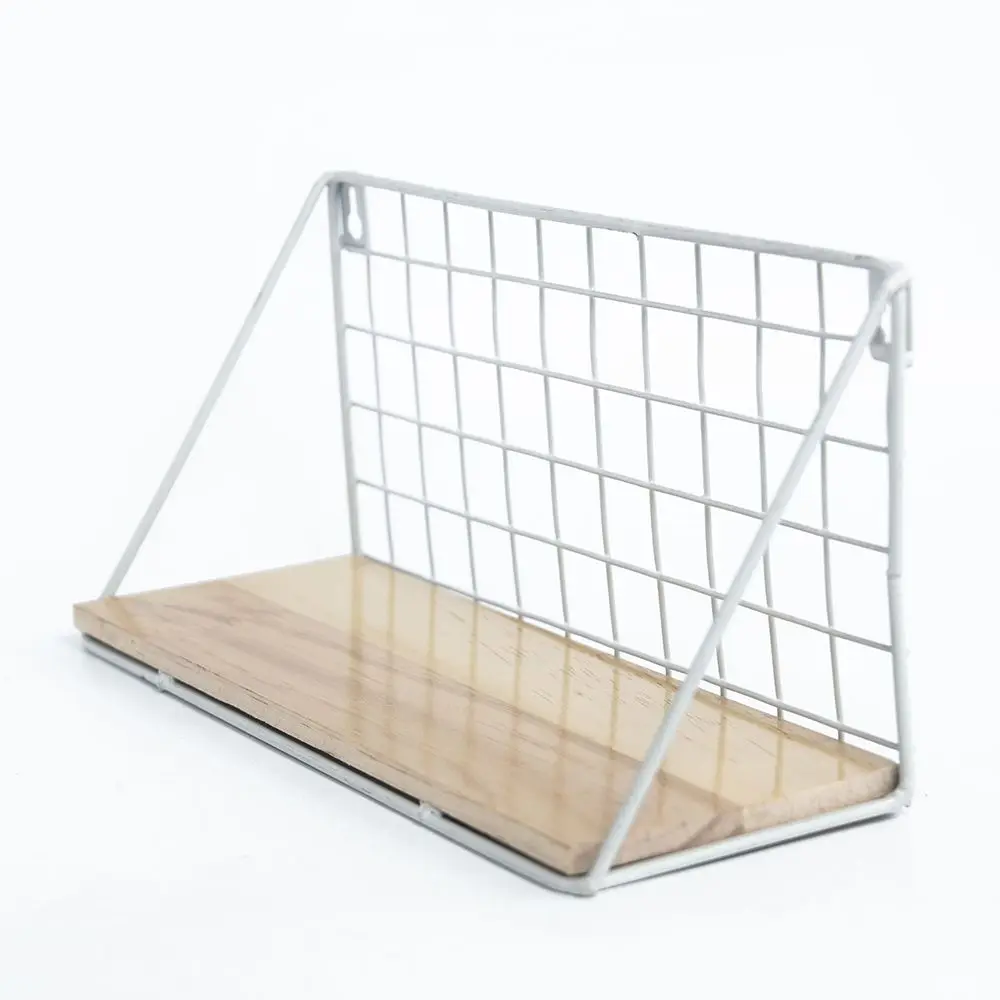 white Wooden Iron Storage Shelf Wall Mounted Storage Rack Organization For Kitchen Bedroom Decor Kid Room DIY Wall Decoration Holder - Цвет: white