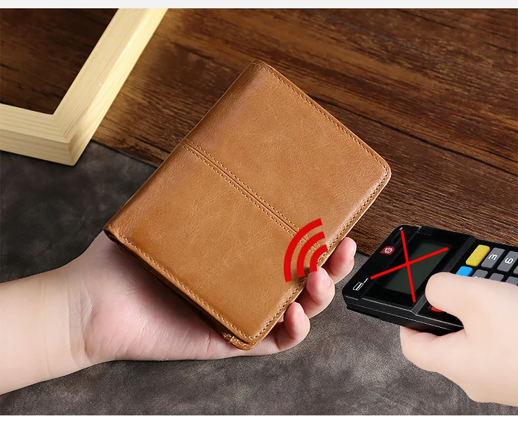 Деловой мужской короткий кошелек, RFID тонкий держатель для карт, мужской повседневный Портативный кошелек для ключей, кошелек для монет, натуральная кожа, мини мужской клатч для денег