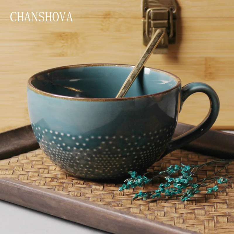 CHANSHOVA 170/400ml Modern Style Solid Color Relief Ceramic Mug China Porcelain Coffee Mugs Milk Tea Cup Breakfast H110 | Дом и сад