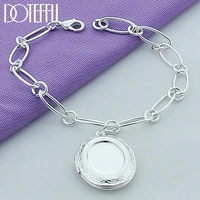 doteffil 925 sterling silver oval photo frame bracelet chain for woman man charm wedding engagement party fashion jewelry