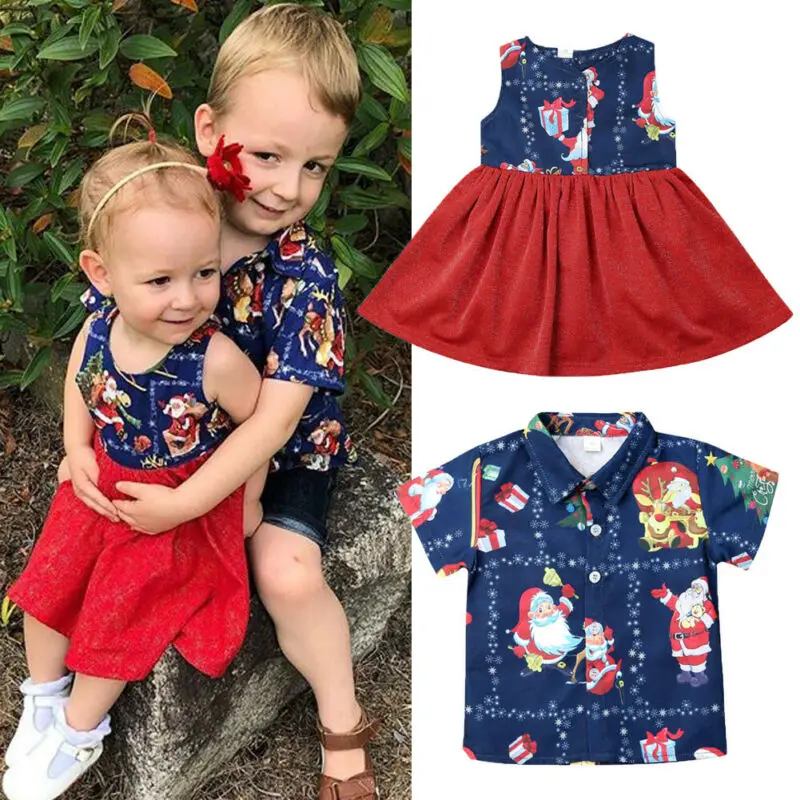 Рождественская одежда для маленьких мальчиков и девочек одинаковые комплекты