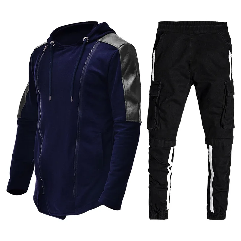 

Hombre Spring Autumn 2020 New Fashion Leisure Sports Men's Hooded Tracksuit Men Homme Masculino Two Piece Track Suit Streetwear