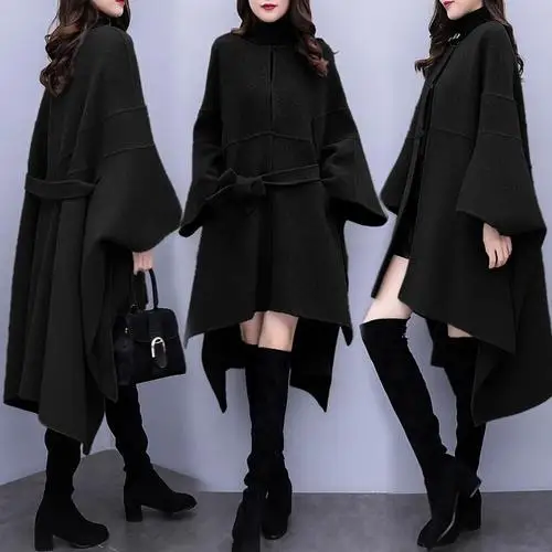 

Large Size Trench Coat For Women Bat Sleeved Cloak Overcoat Loose Wool Women Windbreaker Casual Coats Female Duster Cardigan