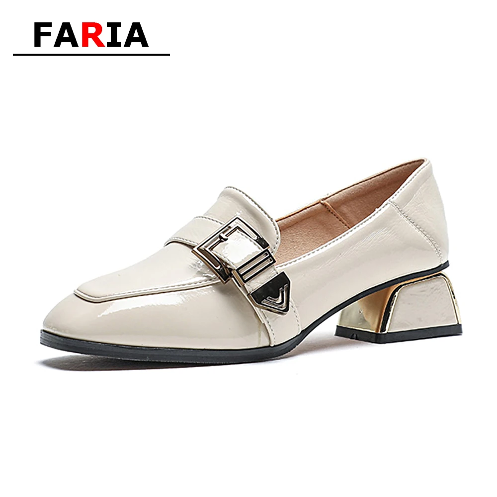 Женские туфли без шнуровки базовые офисные на квадратном каблуке квадратный