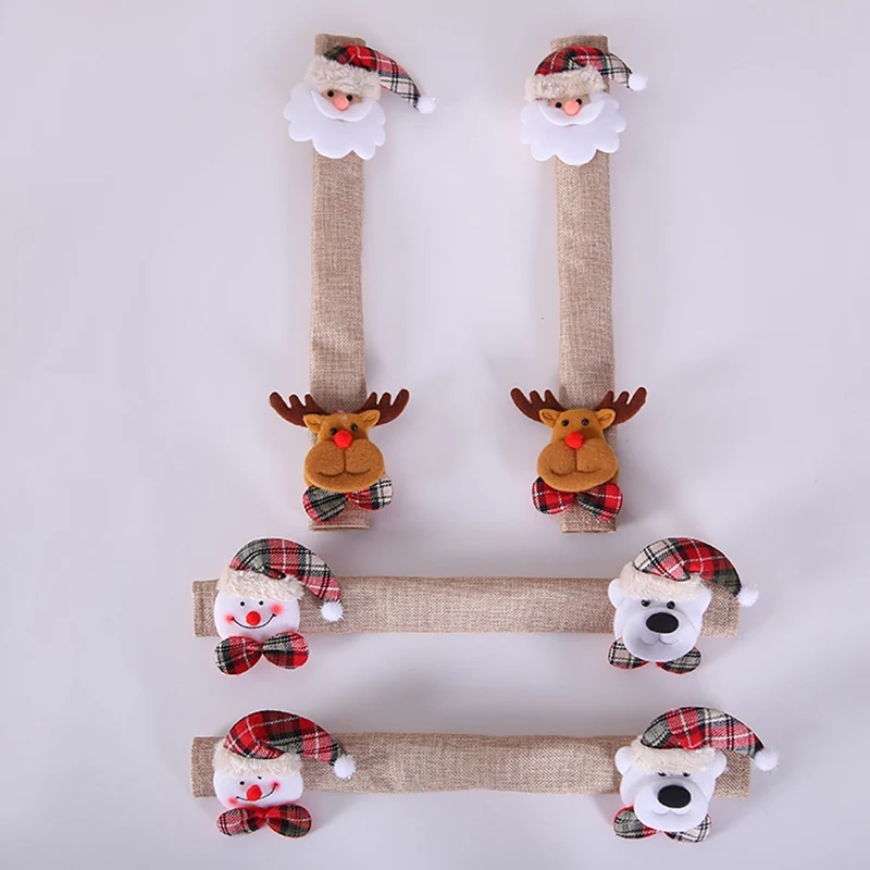 4 шт. Рождественская Ручка дверцы холодильника Чехлы Набор холодильник