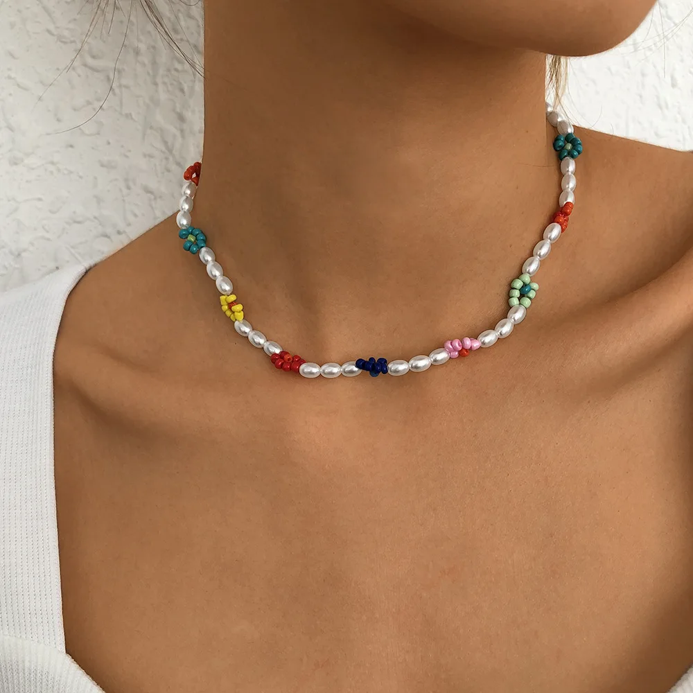 Женское богемное ожерелье с цветными бусинами ручной работы винтажный чокер