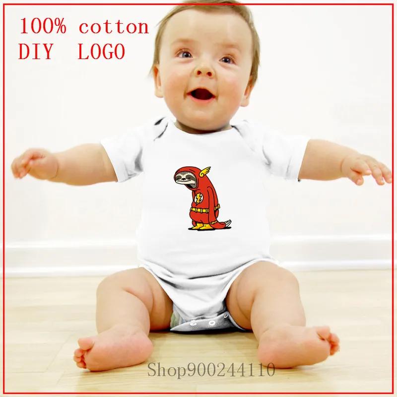 Крошечные хлопковые летние 2020 цельные забавная футболка с ленивцем вспышка